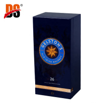 DS Blue Highlight Lacquer Water Transfer Logo Packaging Single  Bottle Wine  Wood Box